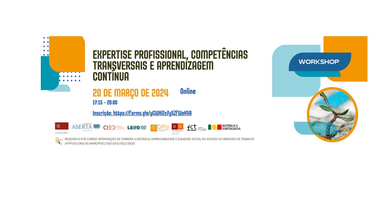 Workshop online | EXPERTISE PROFISSIONAL, COMPETÊNCIAS TRANSVERSAIS E APRENDIZAGEM CONTÍNUA 