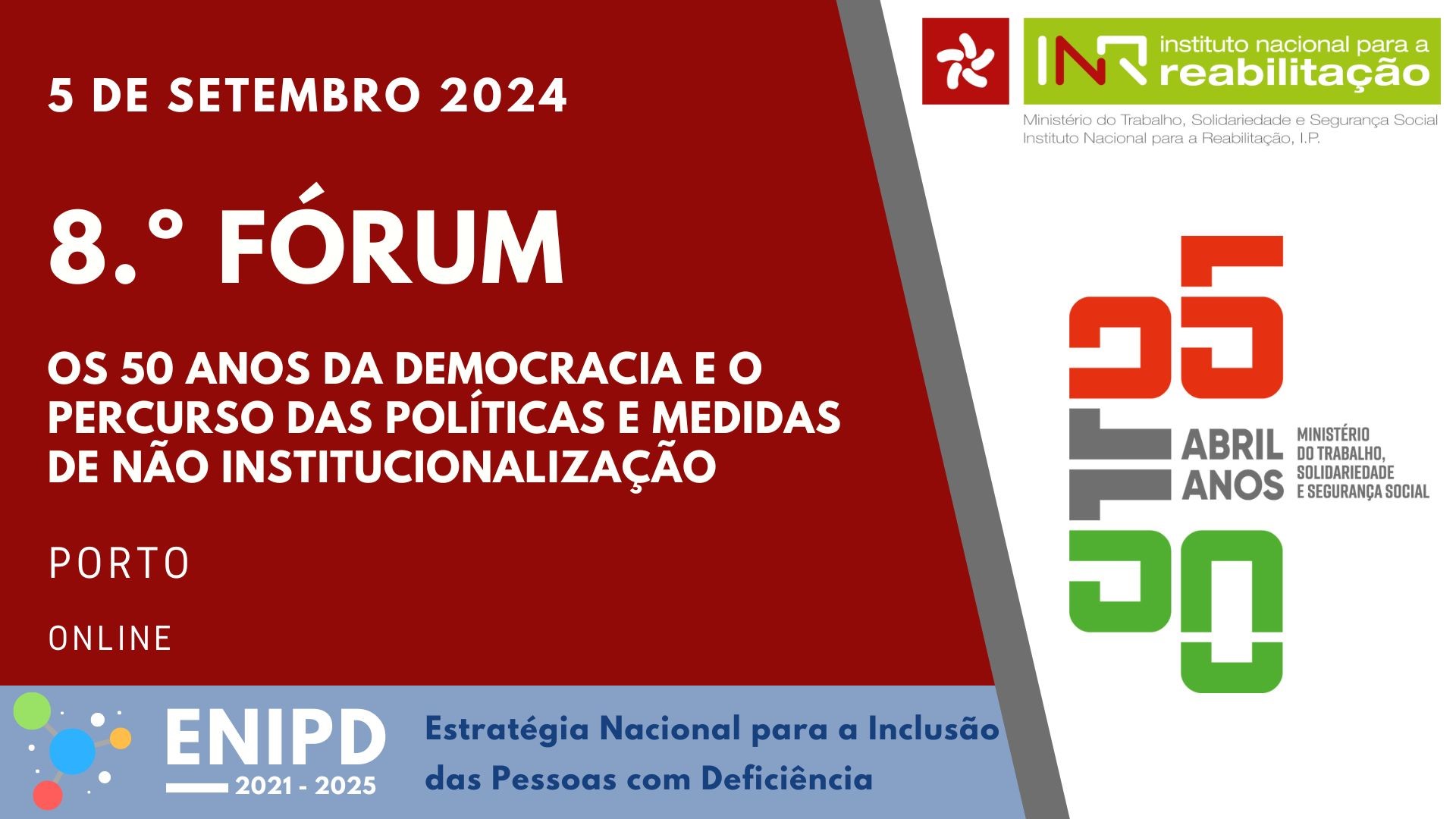 Fórum "Os 50 anos da democracia e o percurso das políticas e medidas de não institucionalização"